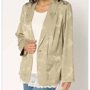 LOGO Shawl Collar Jacquard Blazer w/ Button Front LemonGrass size Xl NWT